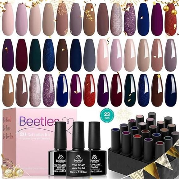 Beetles 23 Pcs Winter Gel Nail Polish Set - Manhattan Collection Nude Glitter - Picture 7 of 14